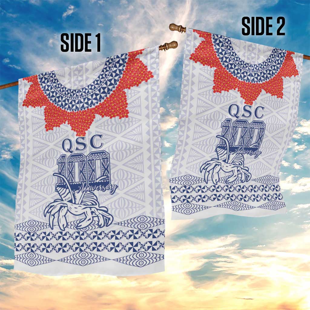 Queen Salote College 100 Years Anniversary Garden Flag Tonga QSC White - Polynesian Pride