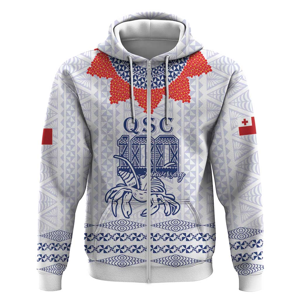 Queen Salote College 100 Years Anniversary Personalized Hoodie Tonga QSC White - Polynesian Pride