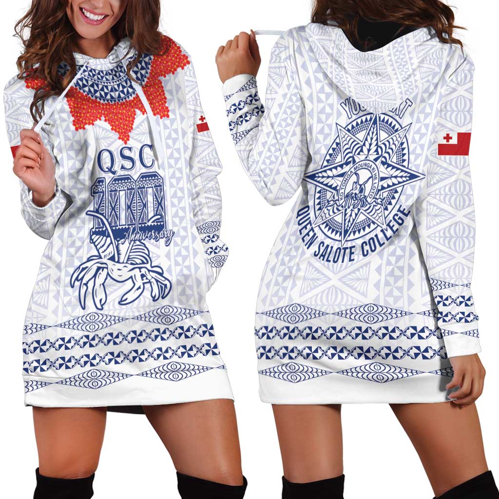 Queen Salote College 100 Years Anniversary Personalized Hoodie Dress Tonga QSC White - Polynesian Pride