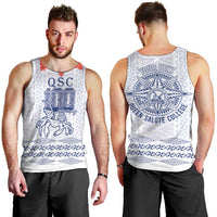 Queen Salote College 100 Years Anniversary Personalized Men Tank Top Tonga QSC White - Polynesian Pride