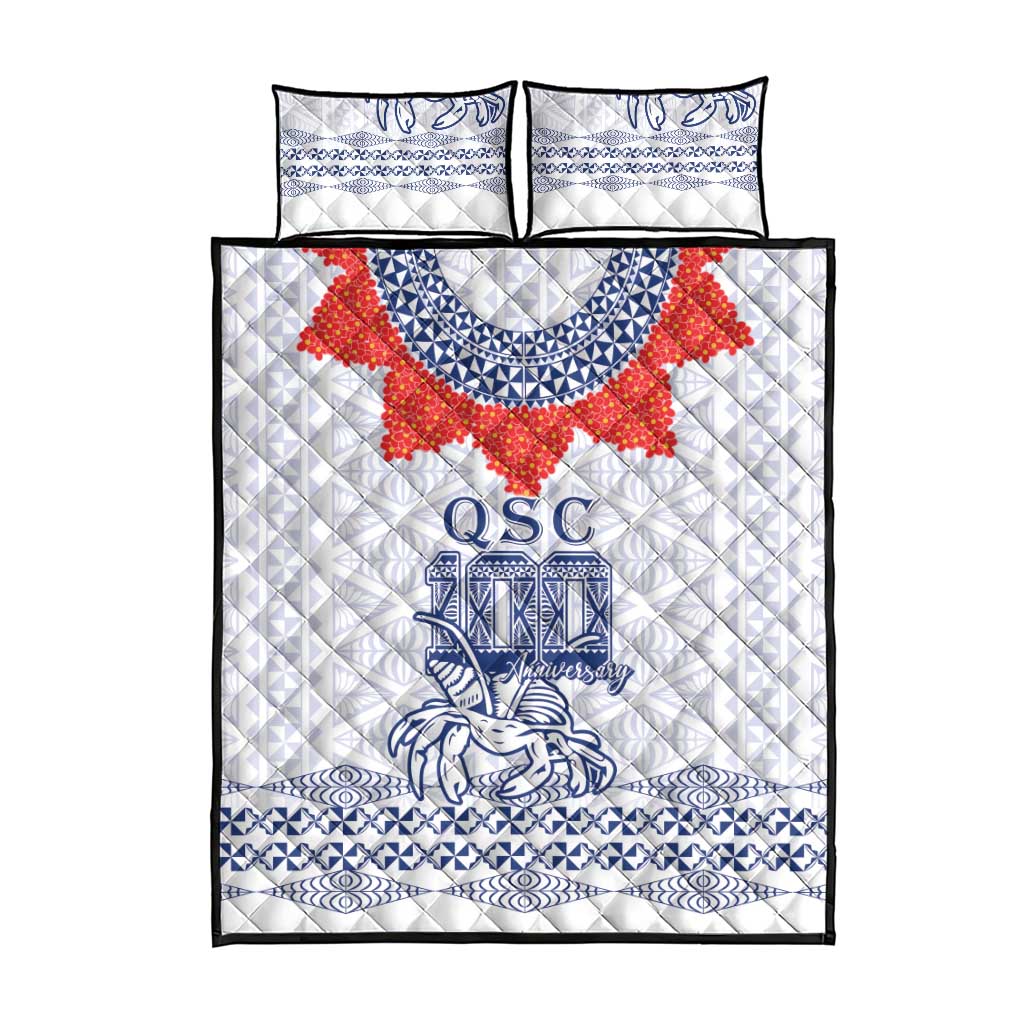 Queen Salote College 100 Years Anniversary Quilt Bed Set Tonga QSC White - Polynesian Pride
