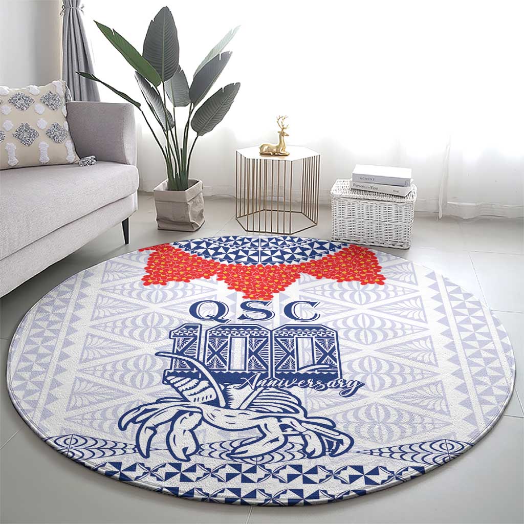 Queen Salote College 100 Years Anniversary Round Carpet Tonga QSC White - Polynesian Pride