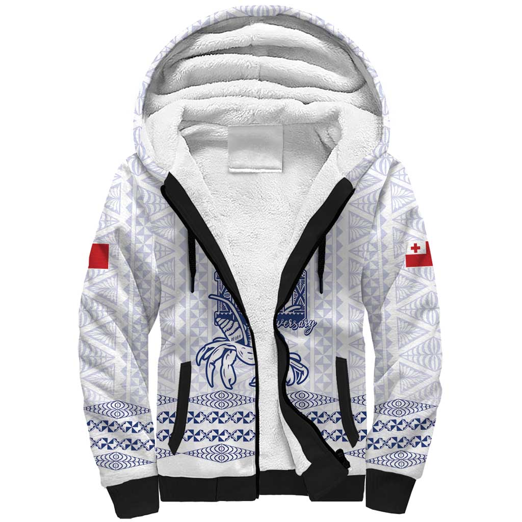 Queen Salote College 100 Years Anniversary Personalized Sherpa Hoodie Tonga QSC White - Polynesian Pride