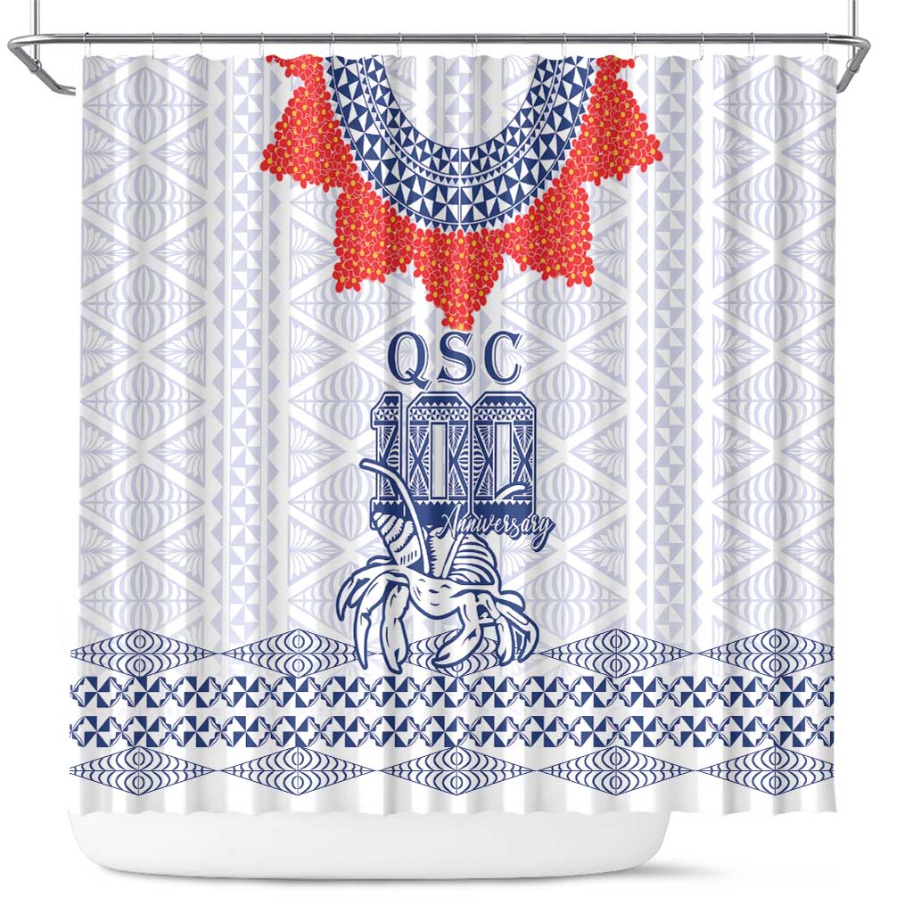 Queen Salote College 100 Years Anniversary Shower Curtain Tonga QSC White - Polynesian Pride