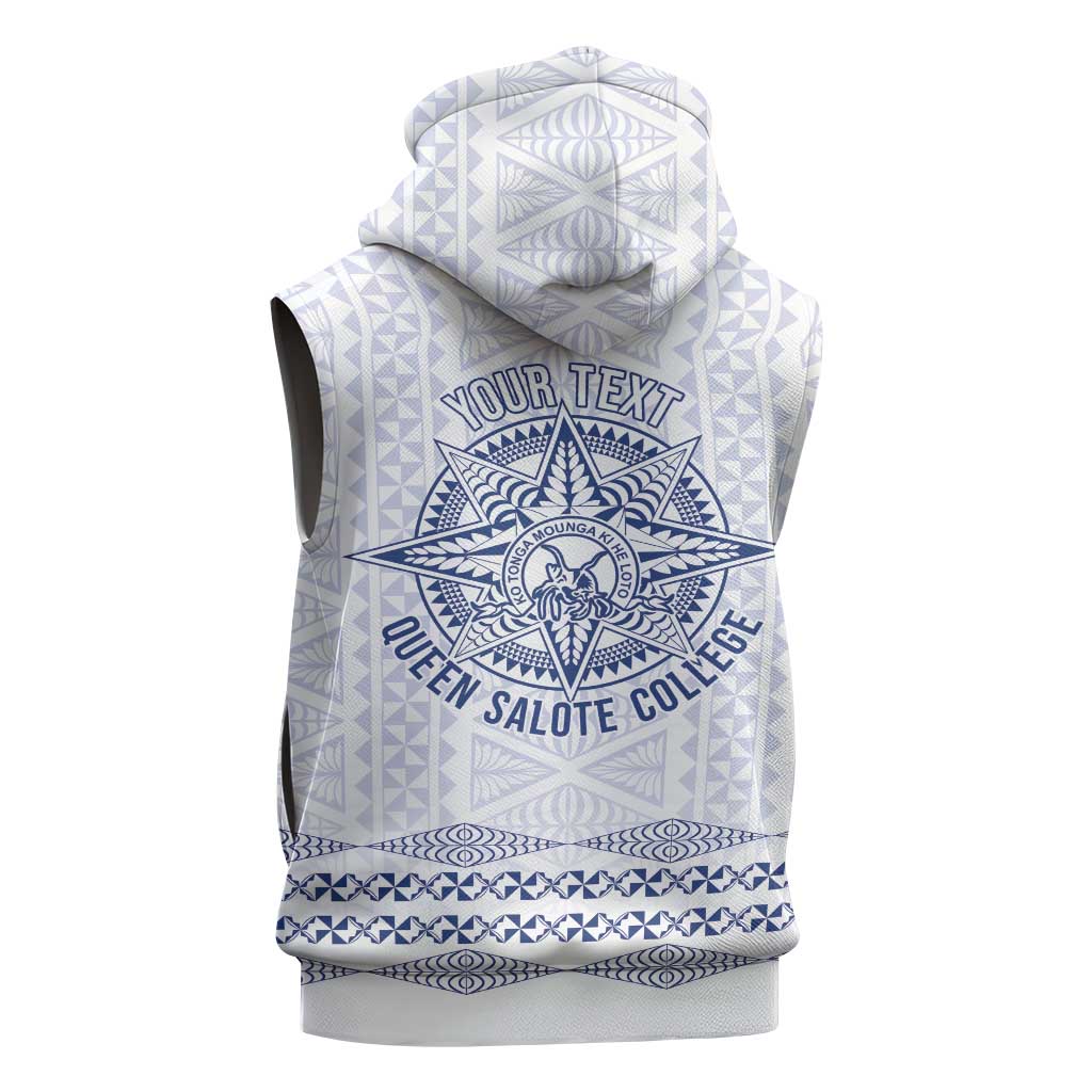 Queen Salote College 100 Years Anniversary Personalized Sleeveless Hoodie Tonga QSC White - Polynesian Pride