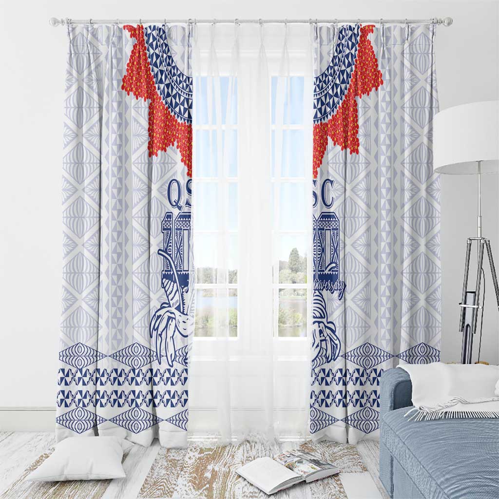 Queen Salote College 100 Years Anniversary Window Curtain Tonga QSC White - Polynesian Pride