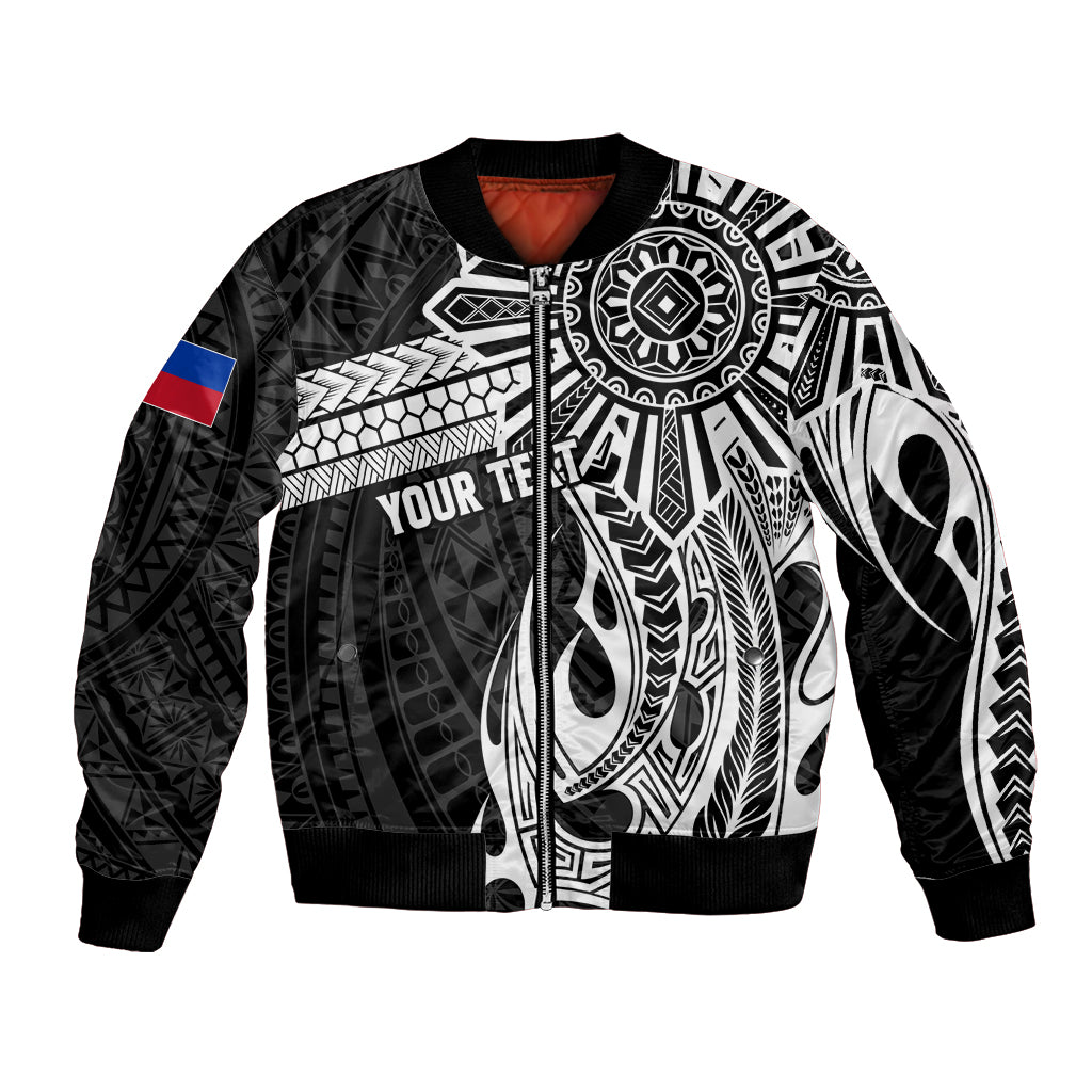 Personalised Philippines Bomber Jacket Tribal Sun LT7 Unisex Black - Polynesian Pride