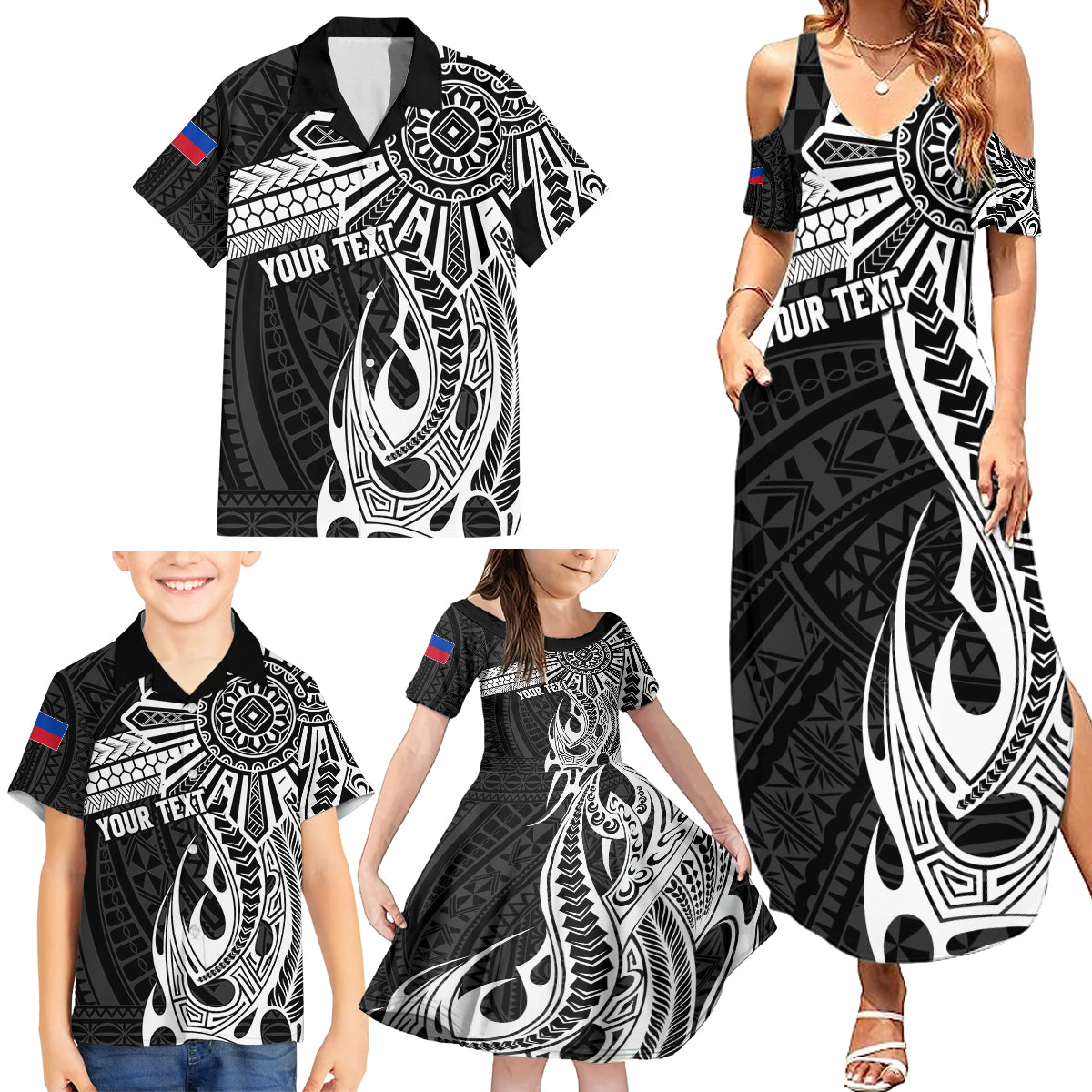 Personalised Philippines Family Matching Summer Maxi Dress and Hawaiian Shirt Tribal Sun LT7 - Polynesian Pride