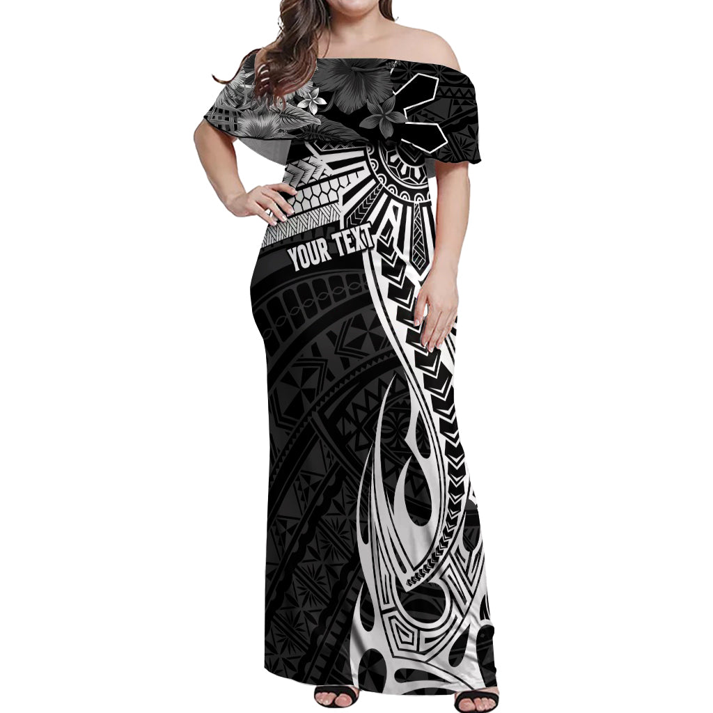 Personalised Philippines Off Shoulder Maxi Dress Tribal Sun LT7 Women Black - Polynesian Pride