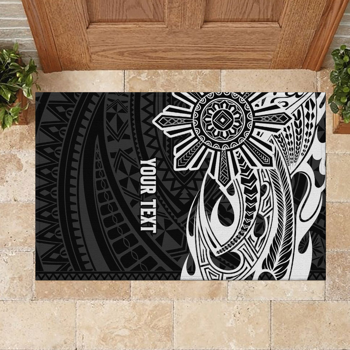 Personalised Philippines Rubber Doormat Tribal Sun LT7 - Polynesian Pride