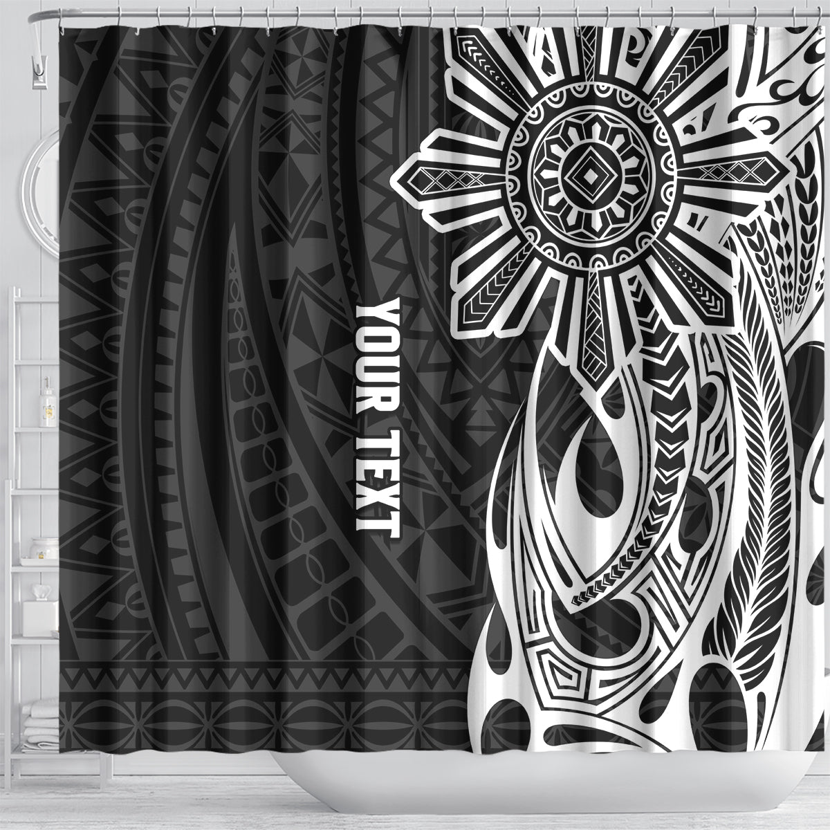 Personalised Philippines Shower Curtain Tribal Sun LT7 - Polynesian Pride