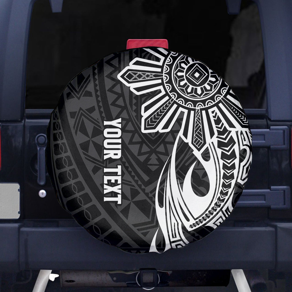 Personalised Philippines Spare Tire Cover Tribal Sun LT7 Black - Polynesian Pride