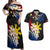 Personalised Philippines Tribal Couples Matching Off Shoulder Maxi Dress and Hawaiian Shirt Mix Plumeria - Flag Colors LT7 Black - Polynesian Pride