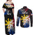 Personalised Philippines Tribal Couples Matching Off Shoulder Maxi Dress and Long Sleeve Button Shirt Mix Plumeria - Flag Colors LT7 - Polynesian Pride