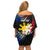 Personalised Philippines Tribal Family Matching Off Shoulder Short Dress and Hawaiian Shirt Mix Plumeria - Flag Colors LT7 - Polynesian Pride