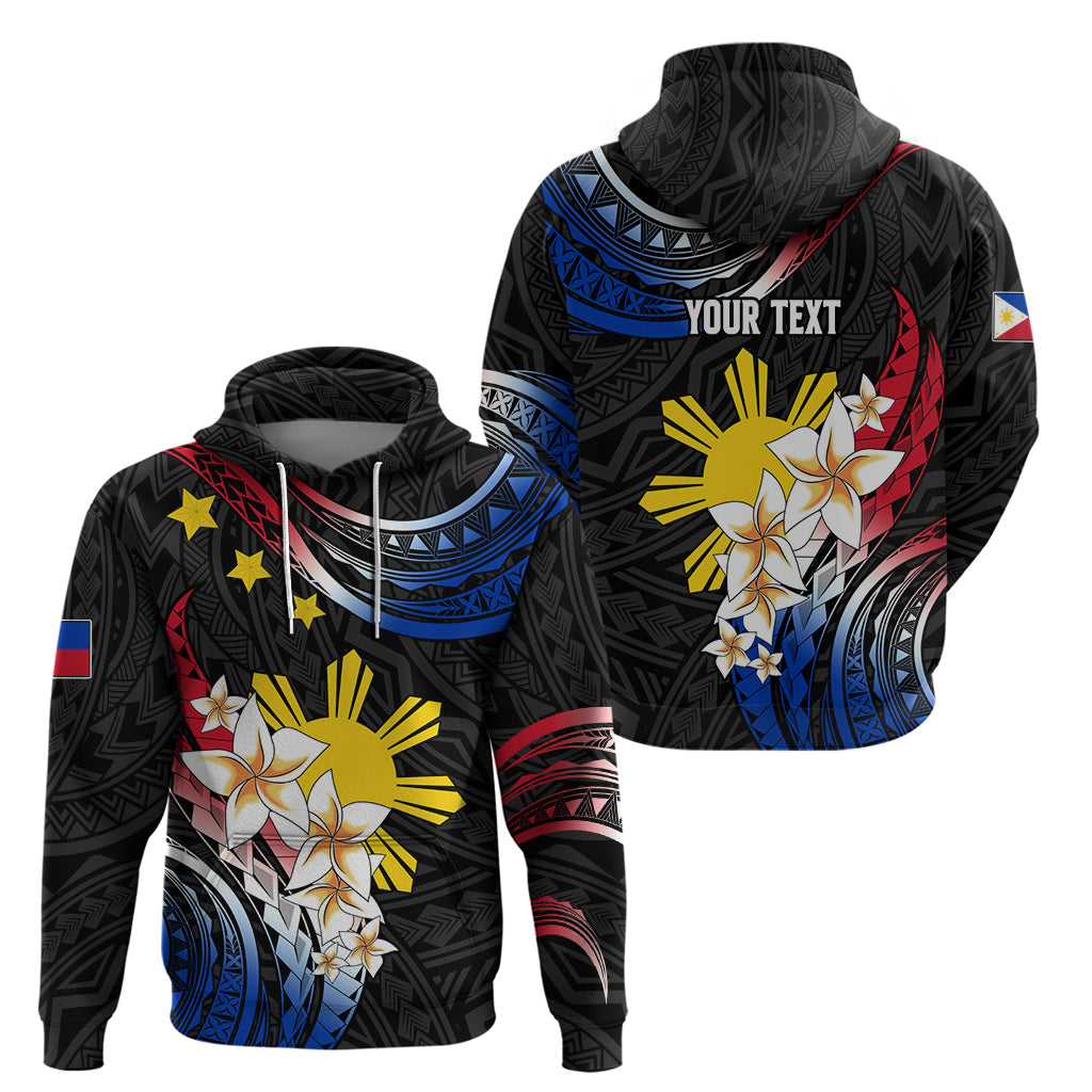 Personalised Philippines Tribal Hoodie Mix Plumeria - Flag Colors LT7 - Polynesian Pride
