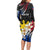 Personalised Philippines Tribal Long Sleeve Bodycon Dress Mix Plumeria - Flag Colors LT7 - Polynesian Pride