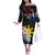 Personalised Philippines Tribal Off The Shoulder Long Sleeve Dress Mix Plumeria - Flag Colors LT7 Women Black - Polynesian Pride