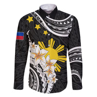 Personalised Philippines Tribal Family Matching Summer Maxi Dress and Hawaiian Shirt Mix Plumeria LT7 Dad's Shirt - Long Sleeve Black - Polynesian Pride