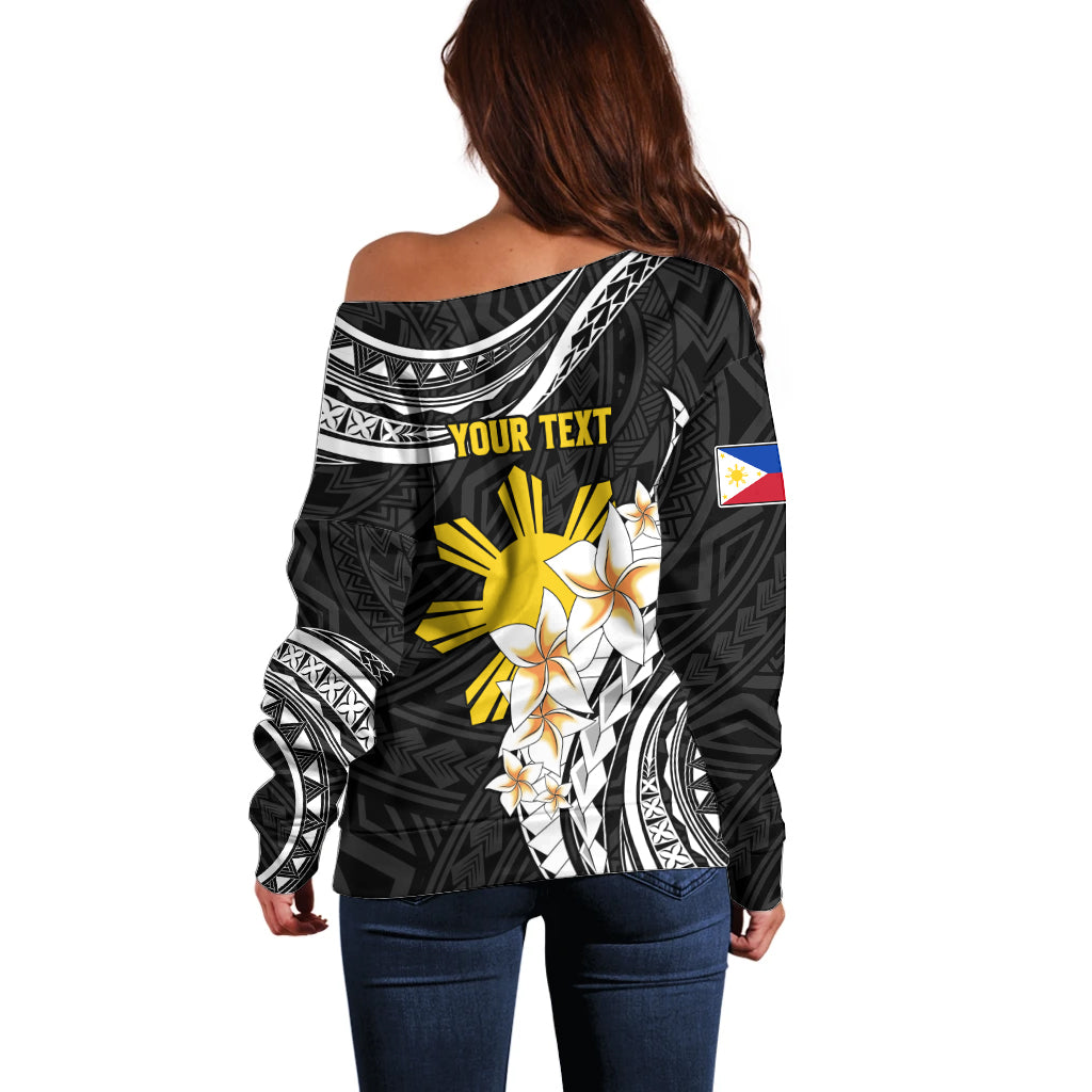 Personalised Philippines Tribal Off Shoulder Sweater Mix Plumeria LT7 - Polynesian Pride