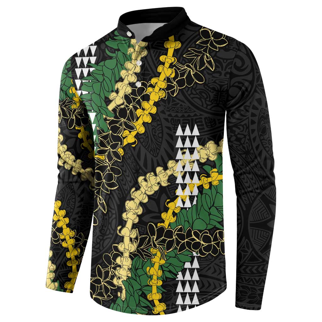 Hawaii Aloha Kakau Button Sweatshirt Puakenikeni and Maile Lei Twist LT7 - Polynesian Pride