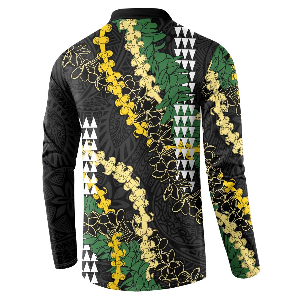 Hawaii Aloha Kakau Button Sweatshirt Puakenikeni and Maile Lei Twist LT7 - Polynesian Pride