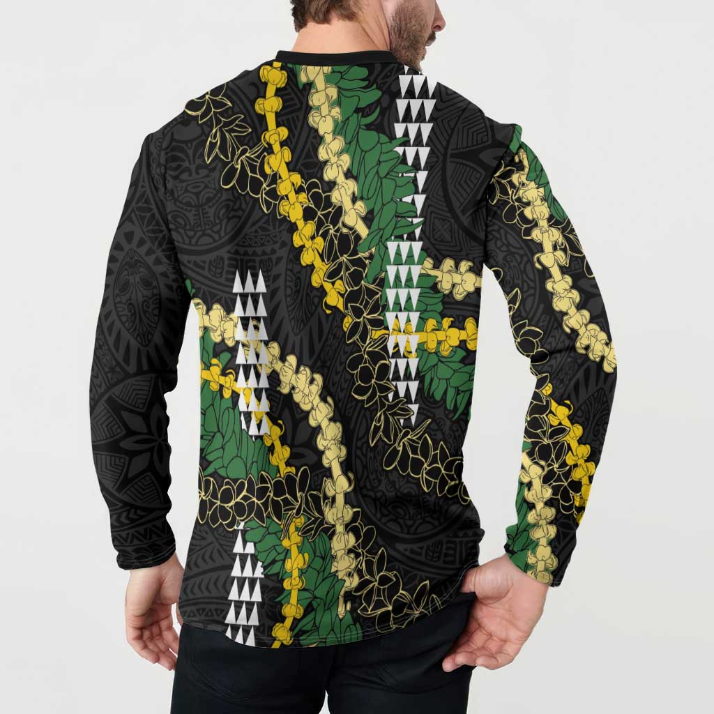 Hawaii Aloha Kakau Button Sweatshirt Puakenikeni and Maile Lei Twist LT7 - Polynesian Pride