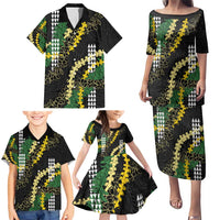 Hawaii Aloha Kakau Family Matching Puletasi and Hawaiian Shirt Puakenikeni and Maile Lei Twist