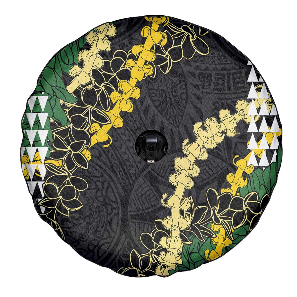 Hawaii Aloha Kakau Spare Tire Cover Puakenikeni and Maile Lei Twist