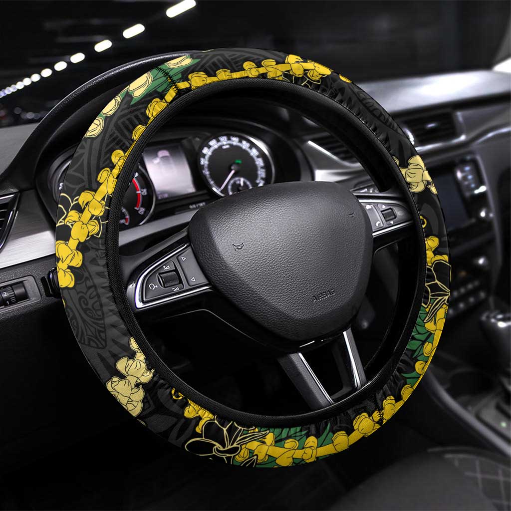 Hawaii Aloha Kakau Steering Wheel Cover Puakenikeni and Maile Lei Twist