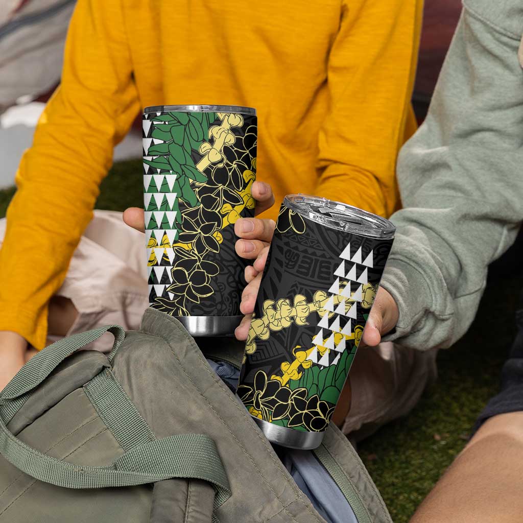 Hawaii Aloha Kakau Tumbler Cup Puakenikeni and Maile Lei Twist