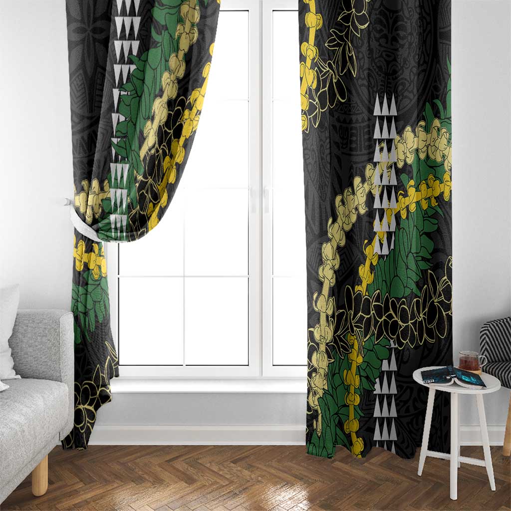 Hawaii Aloha Kakau Window Curtain Puakenikeni and Maile Lei Twist