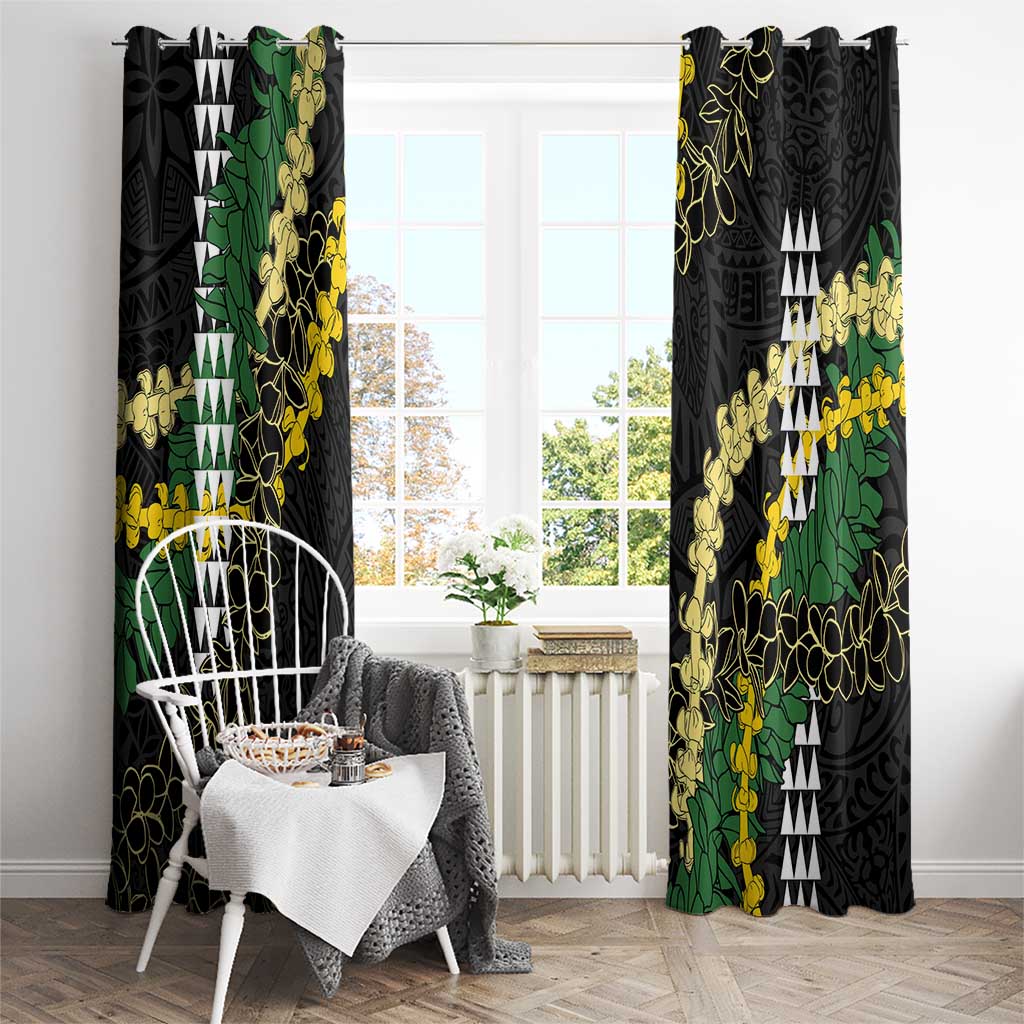 Hawaii Aloha Kakau Window Curtain Puakenikeni and Maile Lei Twist