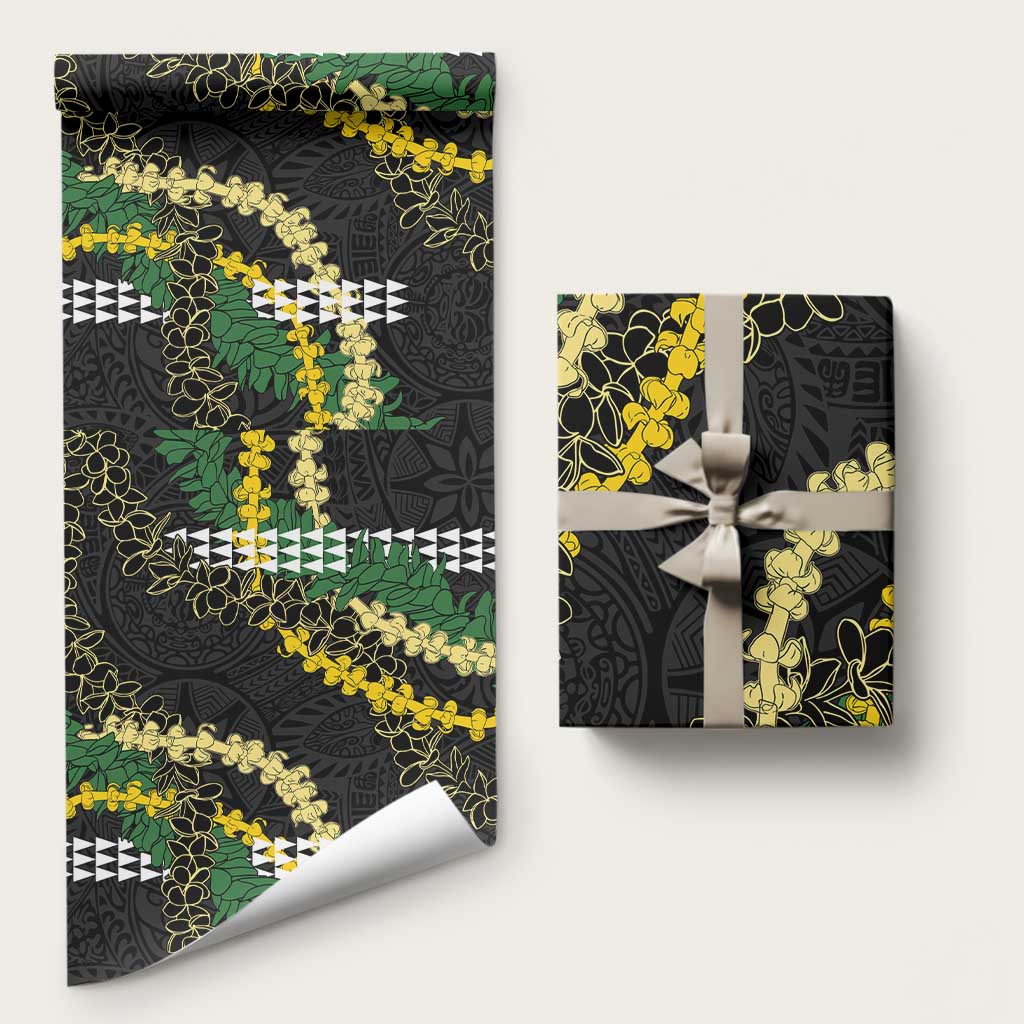 Hawaii Aloha Kakau Wrapping Paper Puakenikeni and Maile Lei Twist