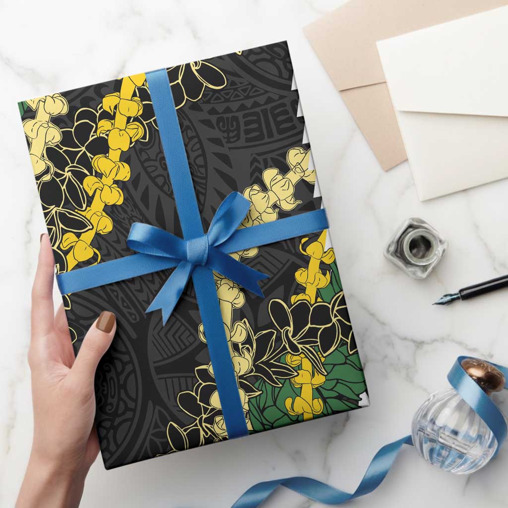 Hawaii Aloha Kakau Wrapping Paper Puakenikeni and Maile Lei Twist