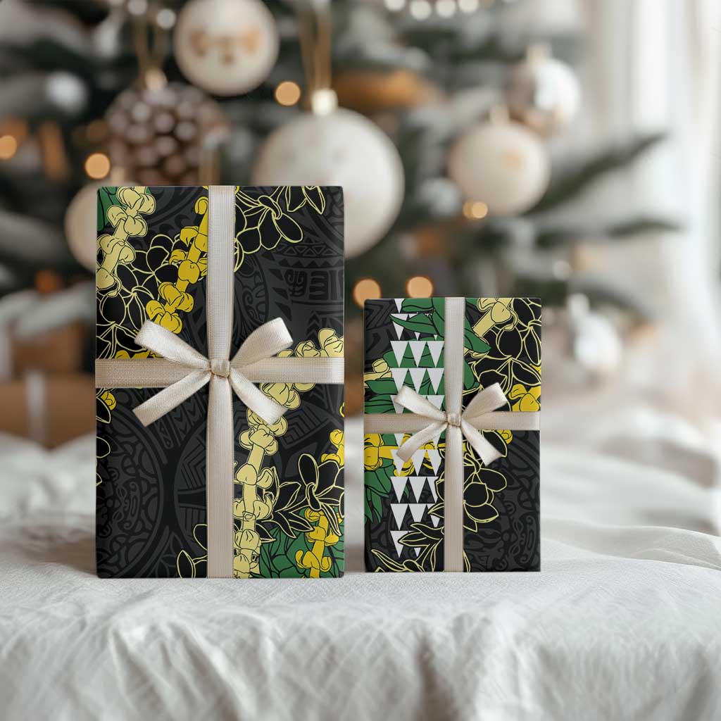 Hawaii Aloha Kakau Wrapping Paper Puakenikeni and Maile Lei Twist