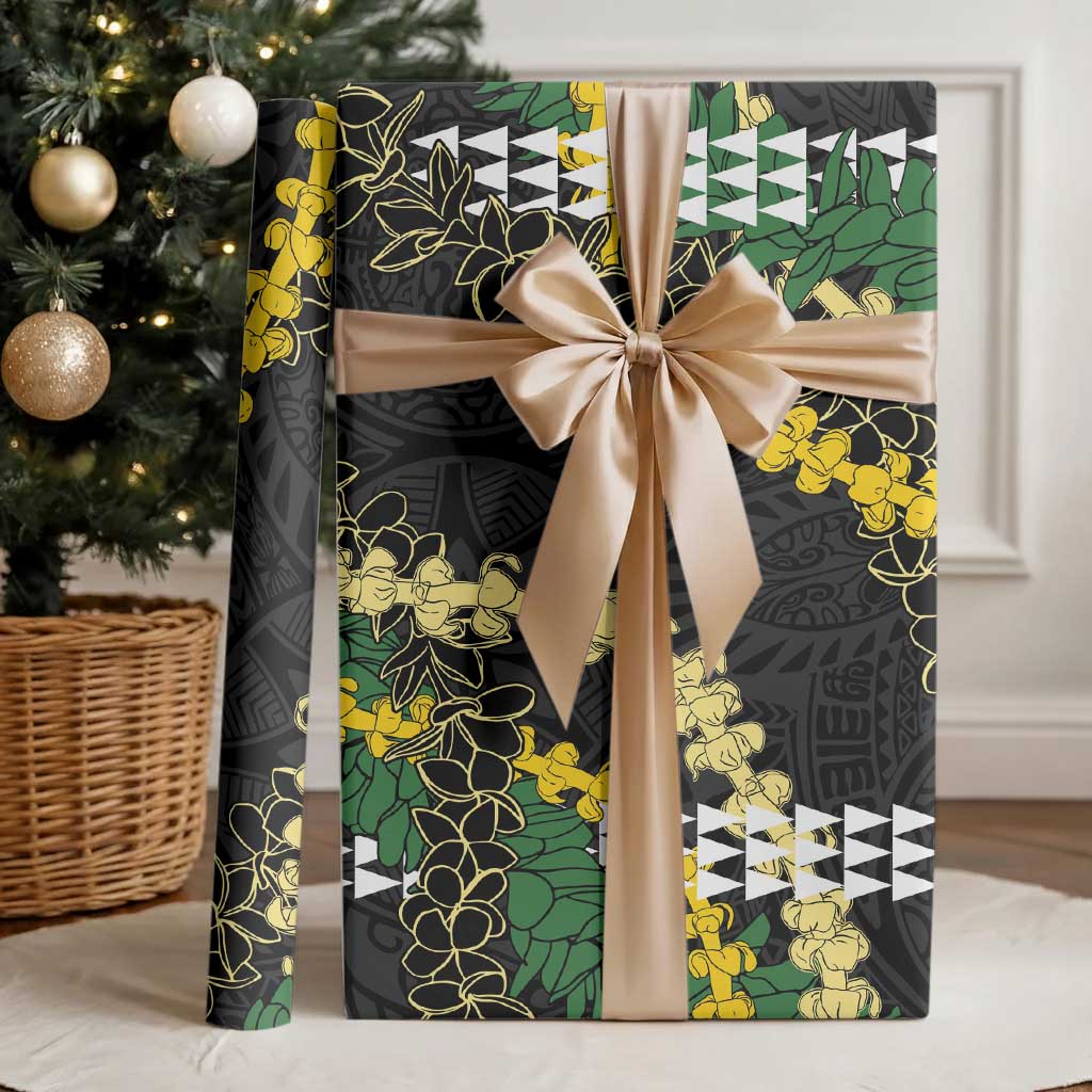 Hawaii Aloha Kakau Wrapping Paper Puakenikeni and Maile Lei Twist