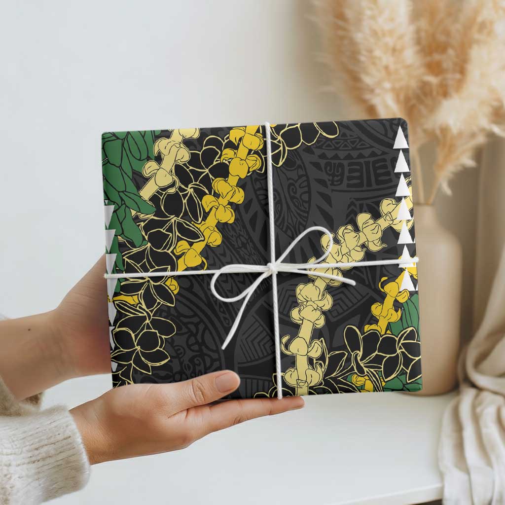 Hawaii Aloha Kakau Wrapping Paper Puakenikeni and Maile Lei Twist