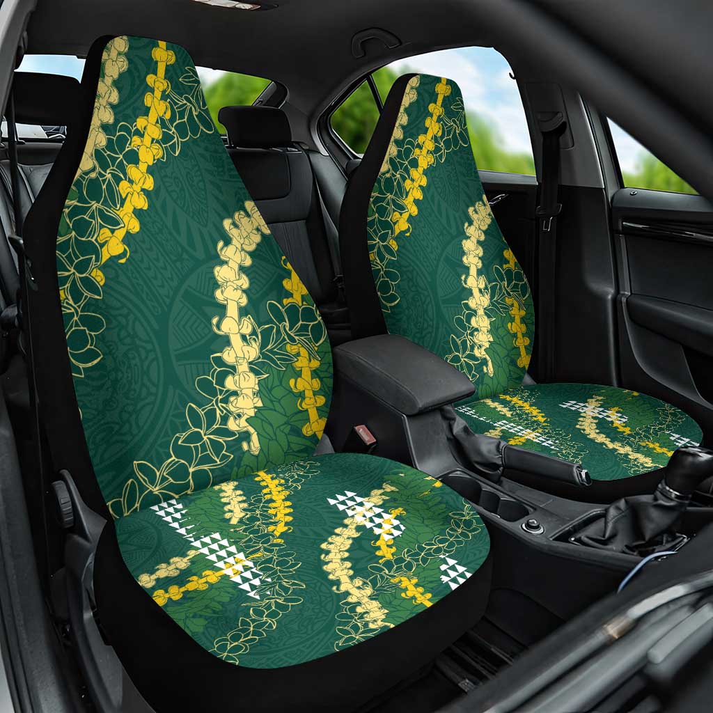 Hawaii Aloha Kakau Car Seat Cover Green Puakenikeni and Maile Lei Twist