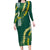 Hawaii Aloha Kakau Family Matching Long Sleeve Bodycon Dress and Hawaiian Shirt Green Puakenikeni and Maile Lei Twist