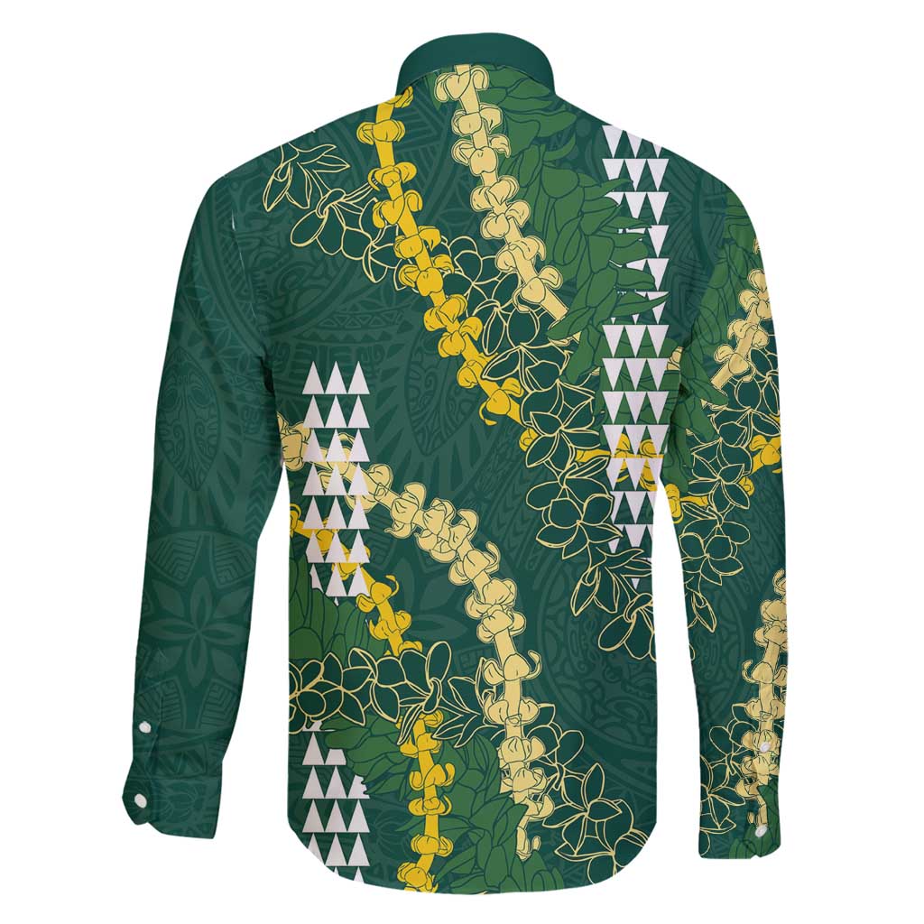 Hawaii Aloha Kakau Family Matching Puletasi and Hawaiian Shirt Green Puakenikeni and Maile Lei Twist