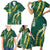 Hawaii Aloha Kakau Family Matching Short Sleeve Bodycon Dress and Hawaiian Shirt Green Puakenikeni and Maile Lei Twist