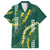 Hawaii Aloha Kakau Family Matching Short Sleeve Bodycon Dress and Hawaiian Shirt Green Puakenikeni and Maile Lei Twist