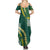 Hawaii Aloha Kakau Family Matching Summer Maxi Dress and Hawaiian Shirt Green Puakenikeni and Maile Lei Twist