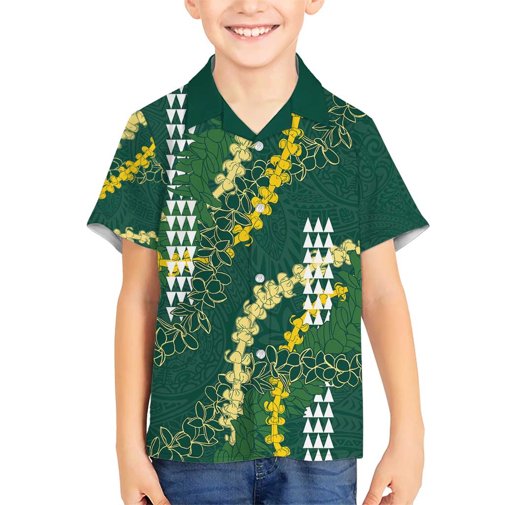 Hawaii Aloha Kakau Hawaiian Shirt Green Puakenikeni and Maile Lei Twist LT7 - Polynesian Pride
