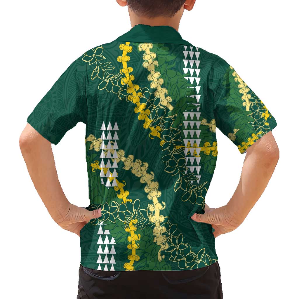 Hawaii Aloha Kakau Hawaiian Shirt Green Puakenikeni and Maile Lei Twist LT7 - Polynesian Pride