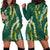 Hawaii Aloha Kakau Hoodie Dress Green Puakenikeni and Maile Lei Twist