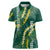 Hawaii Aloha Kakau Women Polo Shirt Green Puakenikeni and Maile Lei Twist