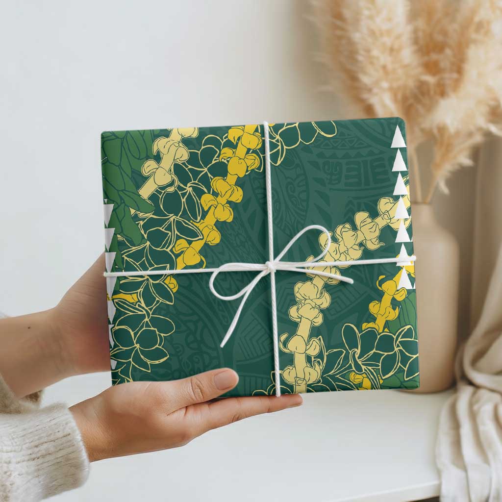 Hawaii Aloha Kakau Wrapping Paper Green Puakenikeni and Maile Lei Twist LT7 - Polynesian Pride