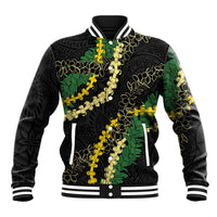Hawaii Puakenikeni - Maile Lei Baseball Jacket Obsidian Black LT7 Unisex Black - Polynesian Pride
